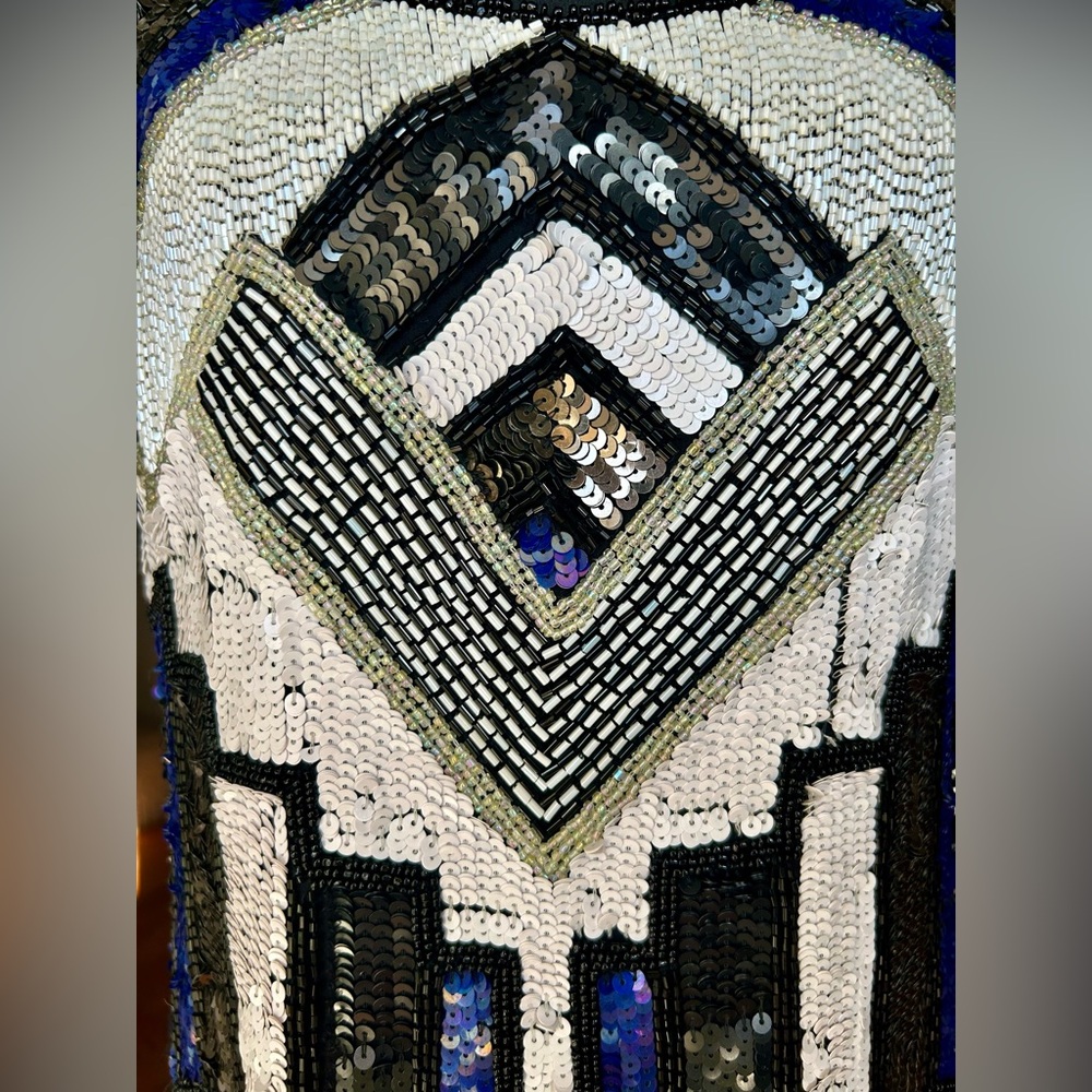 Parker Hayden Art-Deco Flapper Style Beaded Sequin Mini-Dress, 8/10 - Picture 7 of 10